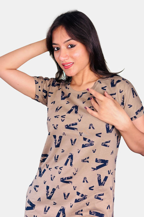 Sweetmoon Long T Shirt Nightdress - Brown — image 5
